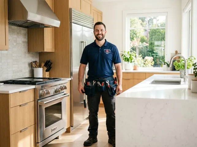 Appliance Repair Hero technician in a Brookhaven, PA kitchen after an appliance repair
